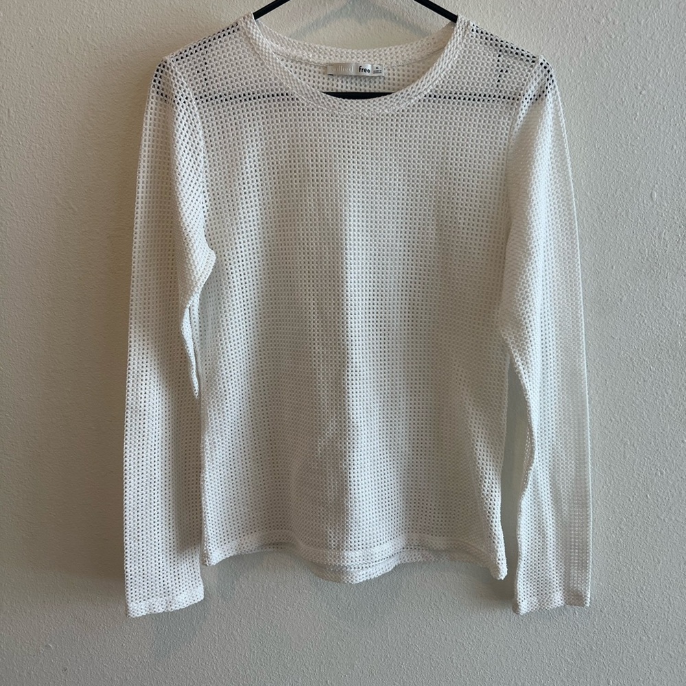 ARITZIA Wilfred Free White Mesh Knit Top